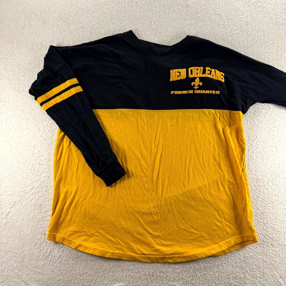 Classic New Orleans French Quarter Shirt Medium Black Gold Good Spirit Jersey